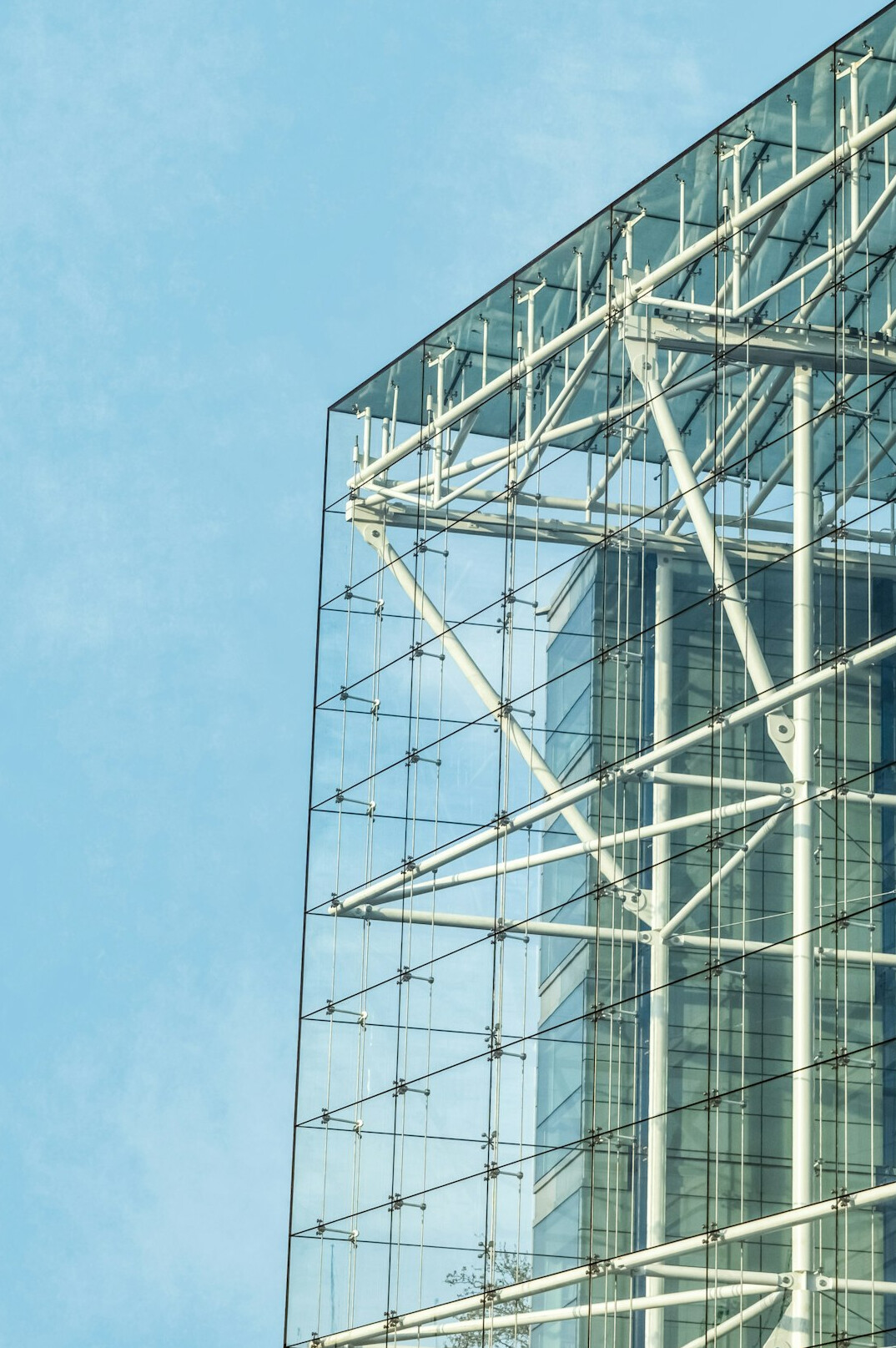 Modern office building exterior with glass facade